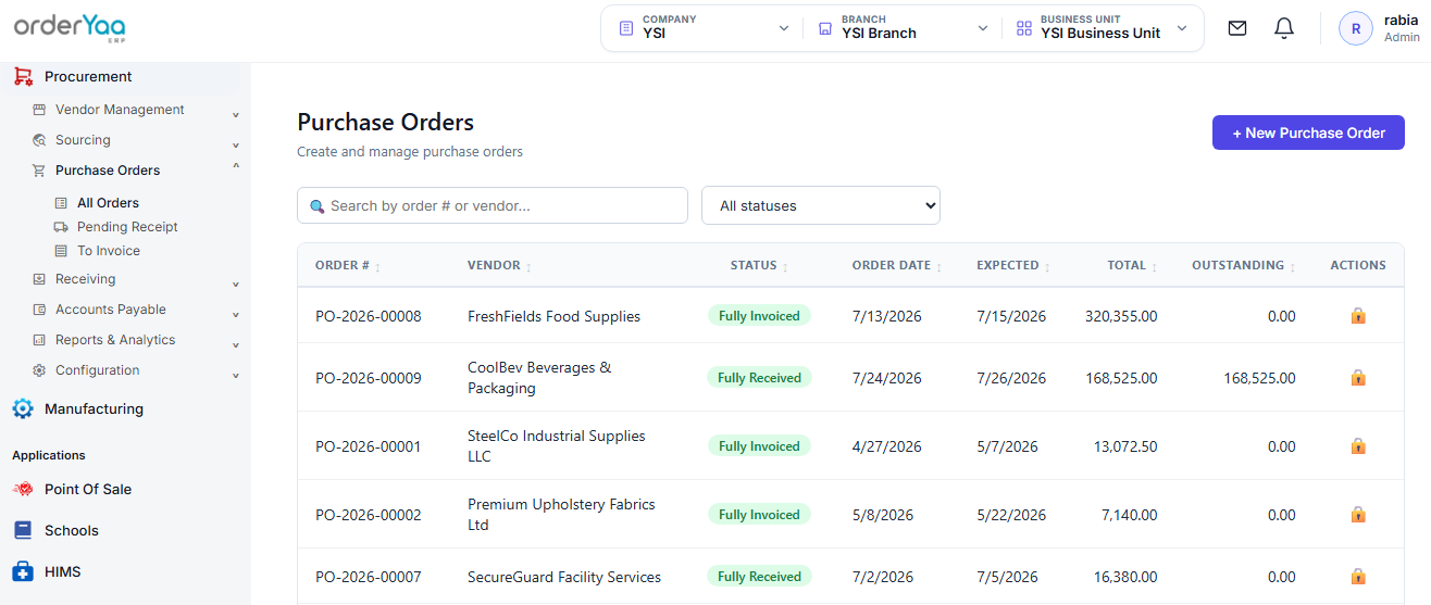 Purchase Orders